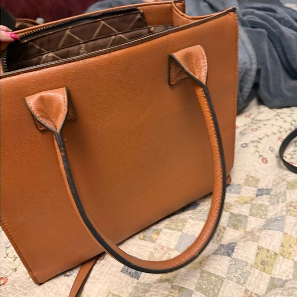 Wrangler Caramel Tan Braided-Trim Tote Large Carry All - Picture 2 of 4